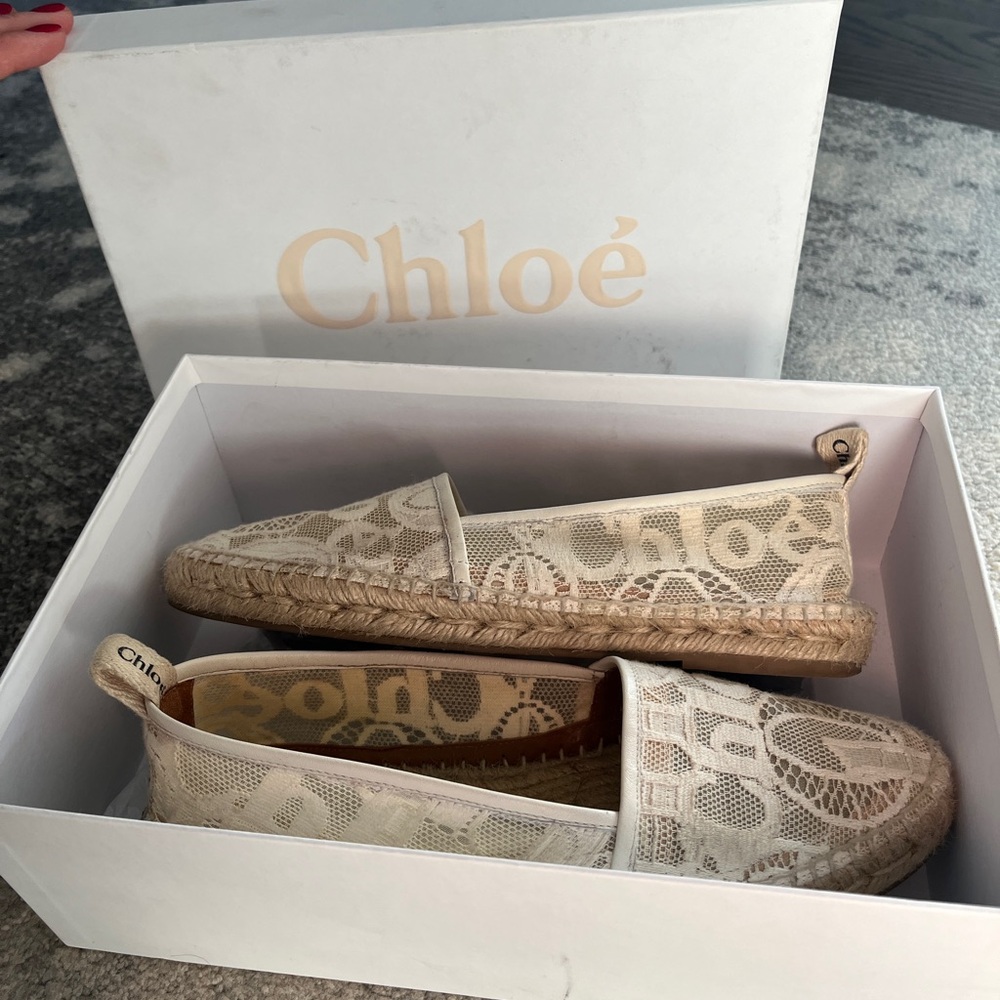 Chloe Woody Lace Espadrilles